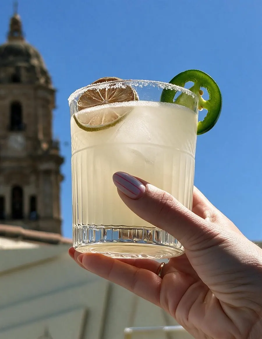 Cocktail Margarita Sizzle on the Rock da Terraza Catedral